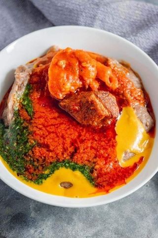 2 Amala with GbegirI/Ewedu and 2 Assorted Meats