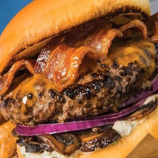 Mushroom, Cheddar, Bacon Burger