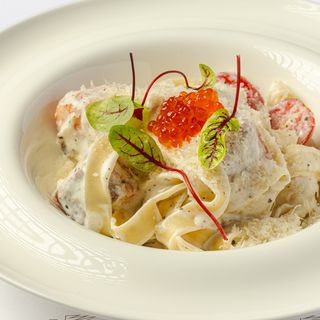 феттучини с лососем