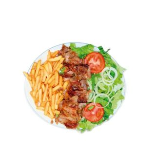 Menú plato kebab + patatas + ensalada + arroz
