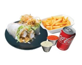 Menú de wrap de pollo crujiente + patatas fritas