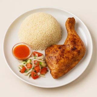 Demi poulet grillé + attiéké