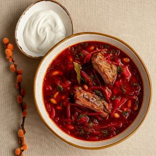 Традиційний борщик із копченими реберцями