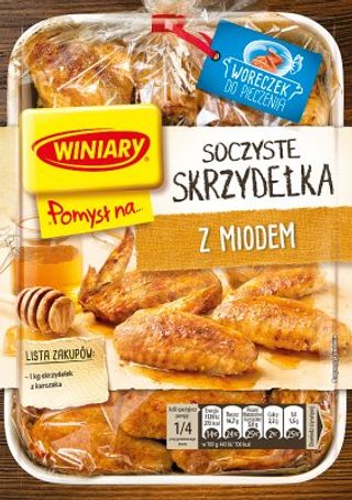 Pomysł na soczyste skrzydełka z miodem. 0.03кг