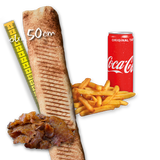 Rollo Kebab samo mięso (mega), frytki, Coca Cola 0.33l