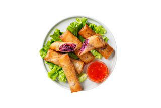 Ensalada con rollo de primavera