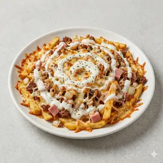 Ración De Patatas Carbonara Gratinadas