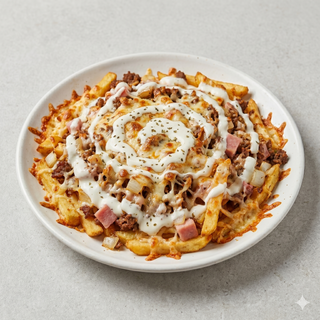 Ración De Patatas Carbonara Gratinadas