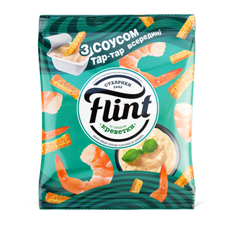 Сухарики пшенично житні зі смаком Креветка70г+майонез соус Тартар15г