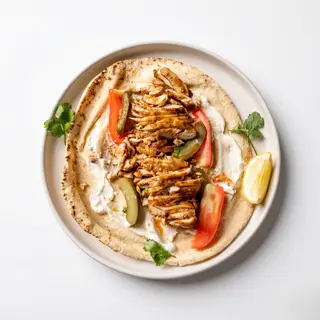 Chicken Shawarma Fries with Hummus