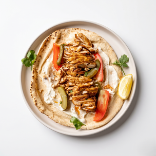 Chicken Shawarma Fries with Hummus