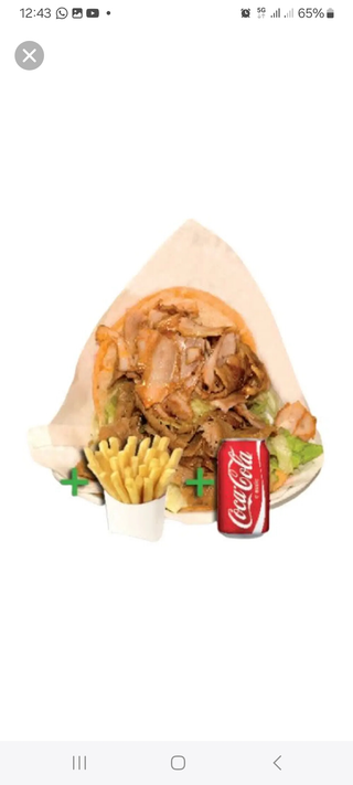 Menú Döner Kebab Con Carne Con Patatas Y Bebida