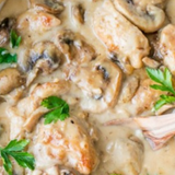 Пиле със сметана,гъби и 4 сирена