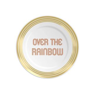 OVER THE RAINBOW - Piatto in porcellana scritta 16 cm