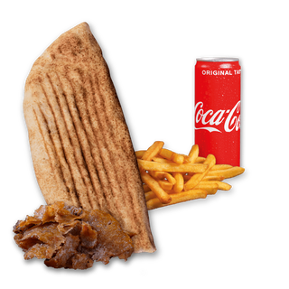 Rollo Kebab samo mięso (średnie), frytki, Coca Cola 0.33l