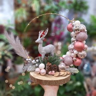 Decoración Rosa Artesanal de Navidad con Luz 