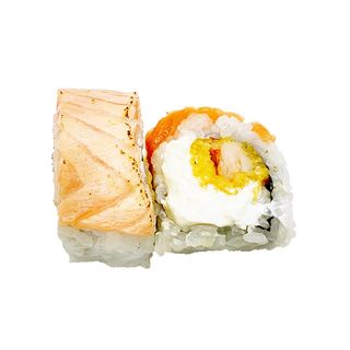 79C.Cheese Dragón Salmón Flameado Roll (8 Pzs.)