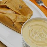 Pap served with Akara or Moi-Moi