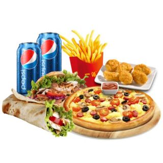 Pizza (28 Cm.) + Kebab + Nuggets (6 Uds.) + 2 Pepsi 330ml