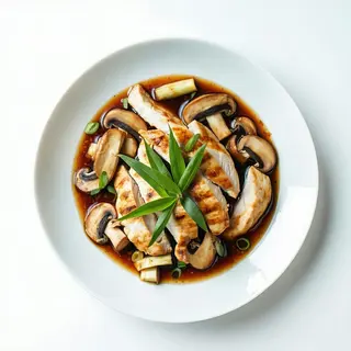 73 Pollo con funghi e bambu