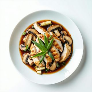 73 Pollo con funghi e bambu