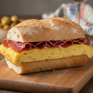 Bocadillo de tortilla con jamón