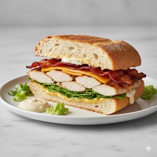 Bocadillo De Pechuga, Bacón, Queso, Lechuga Y Mayonesa