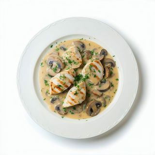Pollo Con Crema De Champiñones