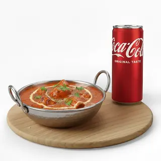 Butter chicken + Lattina Coca-Cola