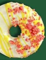 Donut glassa di cioccolato bianco e crumble ai fruttirossi