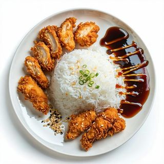 77a   riso con pollo fritto