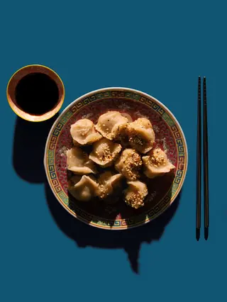 Jiaozi kurczak pak choy