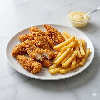 Ración De Tiras De Pollo 5 Uds. Con Patatas