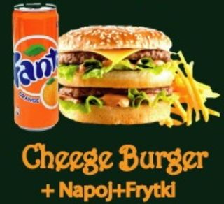 Double Cheege Burger +frytki+napoj