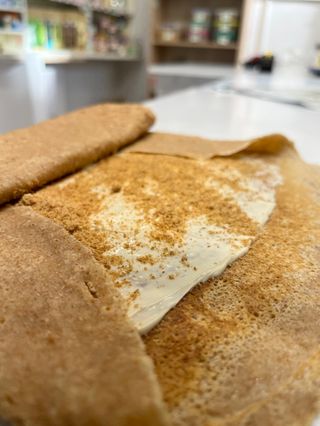 Integralna palačinka sa crnim ili belim kremom+keks sa steviom 