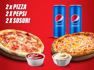 2 Pizza+2 Pepsi 0,33+2 Sosuri