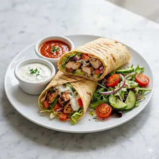 Pollo Con Ensalada Y Salsas