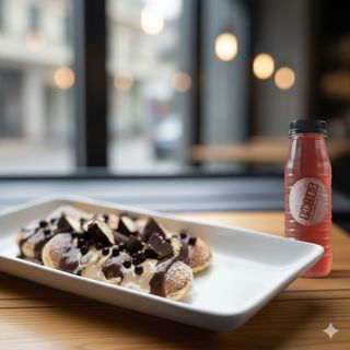 Bubble Waffle Krem Bananica + Domaći sok Malina