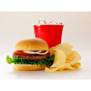 Chicken Burger Or Beef Burger or Veg Burger, Chips & Soda(350ml)