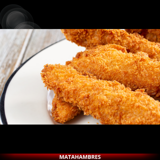 Cachopofingers de pollo paleta ibérica y queso idiazabal. con patatas fritas