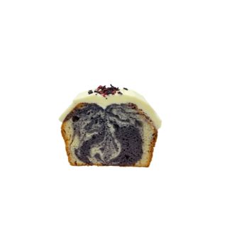 Vanilla and blueberry flavoured marbled loaf cake