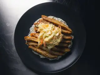 Chicken schnitzel with coleslaw and Tartar sauce