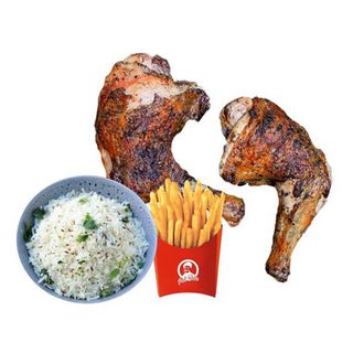 2 pernas de Frango + Arroz + Batata