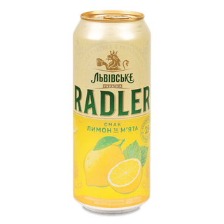 Пиво Львівське Radler лимон та м'ята світле з/б (0,48л)