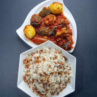 White Rice & Beans + 2 Pepper Beef