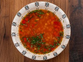 Чорба овочева з квасолею, солодким перцем і томатами (350г)