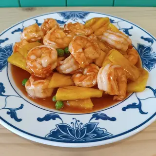 Gambas com ananás natural