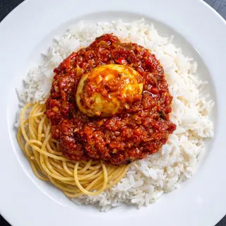 White Rice, Spag and Egg