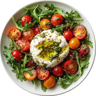  SALADE BURRATA À LA ROQUETTE 