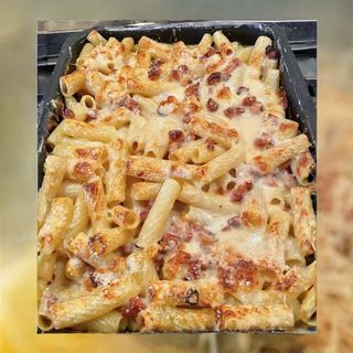 Macarrones carbonara gratinados